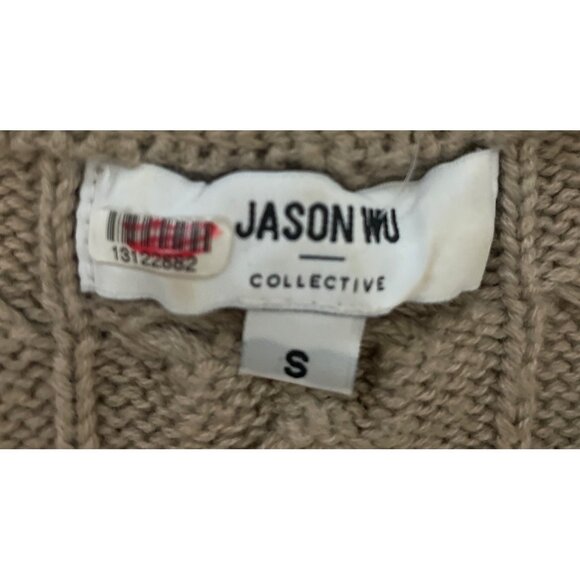 Jason Wu Collective Womens Camel Cable Knit Peplum Sweater Size S Warm Timeless - Picture 2 of 4